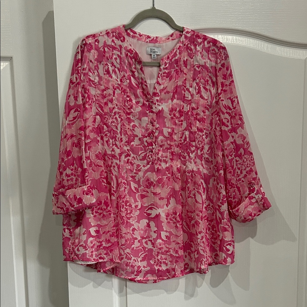 Kim Rogers Pink Patterned Blouse